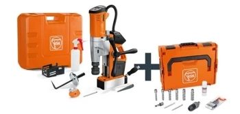 Universal magnetic core drill Fein AKBU 35 PMQW AS set for steel and bridge construction